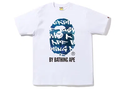 Pre-owned Bape Men's  Graffiti Check By Bathing Ape Tee Shirt In White Blue