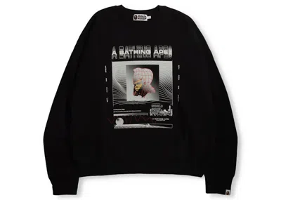 Pre-owned Bape Men's  Graphic #2 Loose Fit Crewneck Sweatshirt In Black