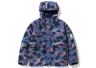 Pre-owned Bape Men's  Grid Camo Relaxed Fit Hoodie Down Jacket In Purple