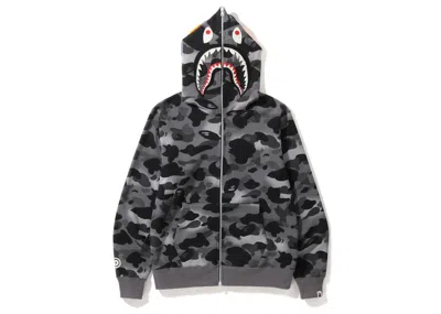 Pre-owned Bape Men's  Grid Camo Shark Full Zip Hoodie In Black