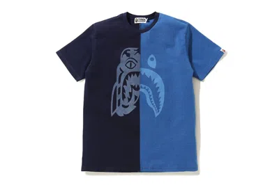 Pre-owned Bape Men's  Half Tiger Shark T-shirt In Indigo In Purple