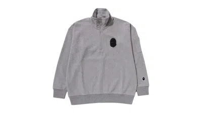 Pre-owned Bape Men's  Half Zip Pull Over I Sweatshirt In Gray