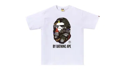 Pre-owned Bape Men's  Hand Draw Pattern By Bathing Ape Tee Shirt In White