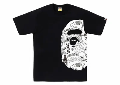 Pre-owned Bape Men's  Hand Draw Pattern Side Big Ape Head Tee Shirt In Black/white