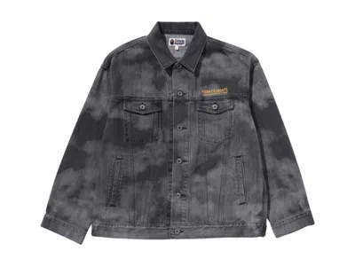 Pre-owned Bape Men's  High Tone Bleach Denim Jacket In Black