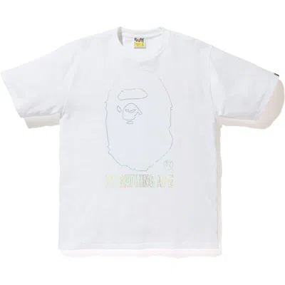 Pre-owned Bape Men's  Hologram By Bathing Outline Tee Shirt In White