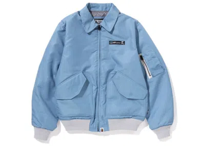 Pre-owned Bape Men's  Honeycomb Ripstop Bomber Jacket In Blue