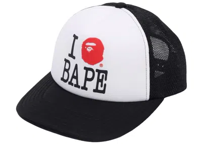 Pre-owned Bape Men's  I Love  Mesh Cap In Black