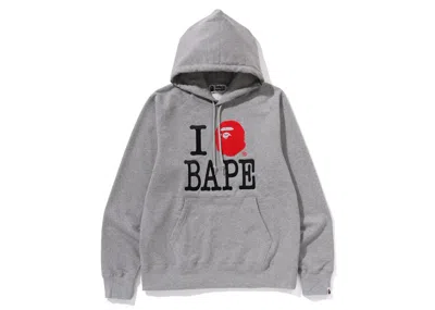 Pre-owned Bape Men's  I Love  Pullover Hoodie In Grey
