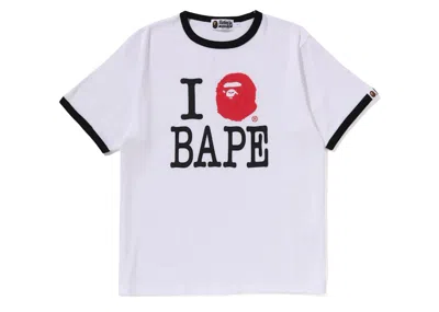 Pre-owned Bape Men's  I Love  Tee Shirt In White/black In Multi
