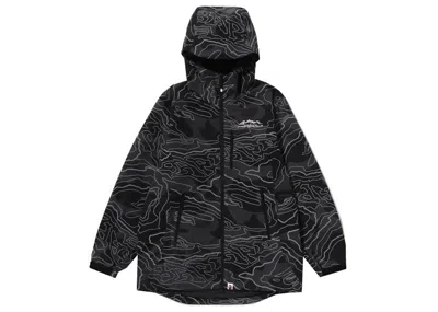 Pre-owned Bape Men's  Layered Line Camo Shell Jacket In Black