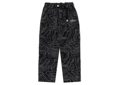 Pre-owned Bape Men's  Layered Line Camo Track Pants In Black