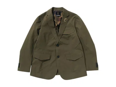 Pre-owned Bape Men's  Light Metal Button Blazer Jacket In Olive In Green