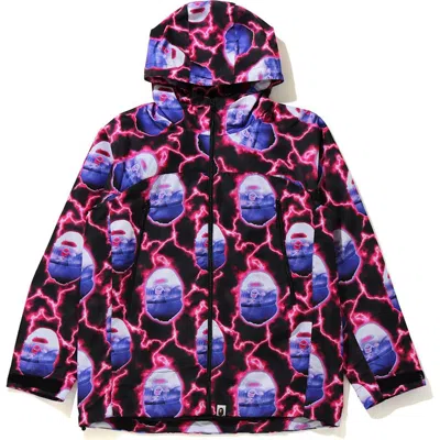 Pre-owned Bape Men's  Lightning Hoodie Jacket In Black