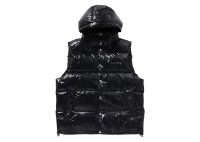 Pre-owned Bape Men's  Line Camo Debossed Nylon Down Vest In Black