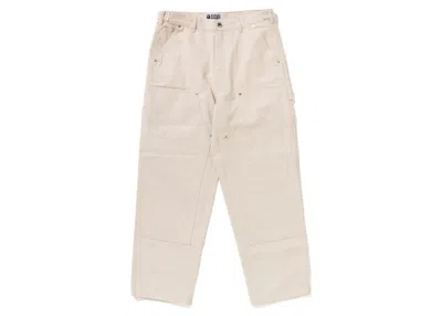 Pre-owned Bape Men's  Line Camo Patch Denim Double Knee Work Pants In Ivory