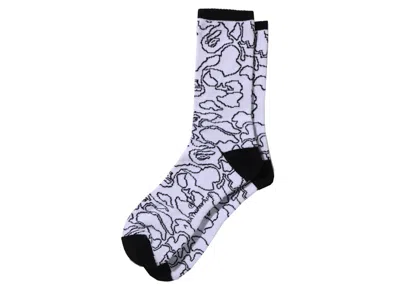 Pre-owned Bape Men's  Line Camo Socks In White