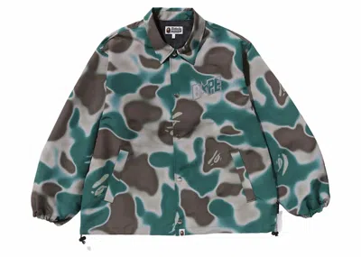 Pre-owned Bape Men's  Liquid Camo  Sta Relaxed Fit Coach Jacket In Olivedrab Green