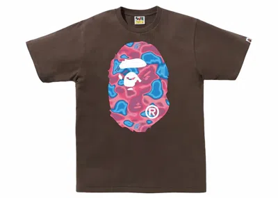 Pre-owned Bape Men's  Liquid Camo Big Ape Head Tee Shirt In Brown