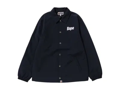 Pre-owned Bape Men's  Logo Coach Jacket In Navy Blue