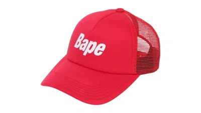 Pre-owned Bape Men's  Logo Mesh Cap In Red