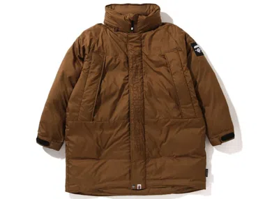 Pre-owned Bape Men's  Long Relaxed Fit Down Jacket In Beige