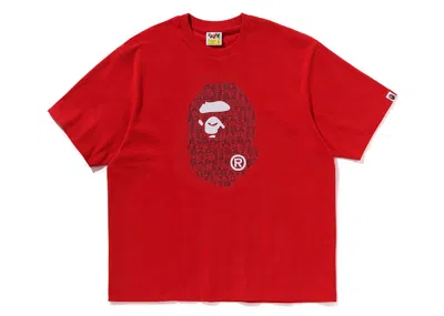 Pre-owned Bape Men's  Lux Sport Pattern Ape Head Relaxed Fit Tee Shirt In Red