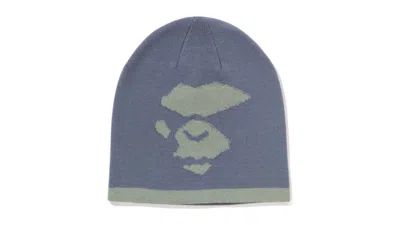 Pre-owned Bape Men's  Mad Face Knit Cap In Sax In Sand