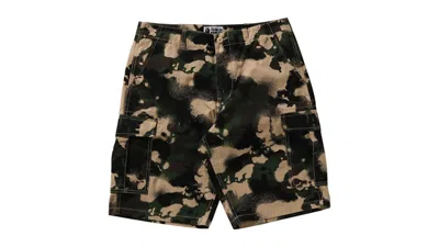 Pre-owned Bape Men's  Map Camo Regular Fit Cargo Shorts In Green