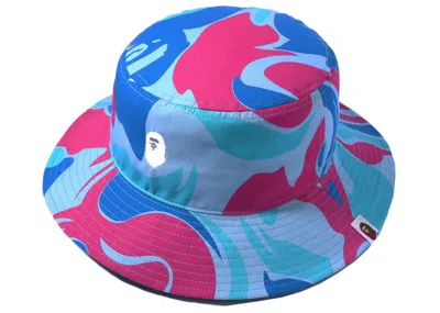 Pre-owned Bape Men's  Marble Camo Bucket Hat In Blue