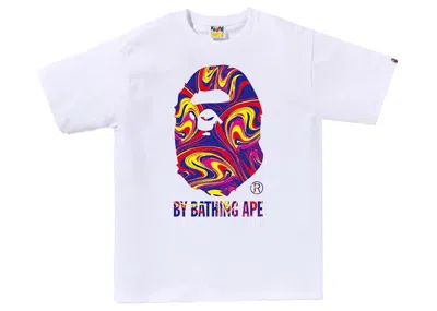 Pre-owned Bape Men's  Marbling By Bathing Ape Tee Shirt In White