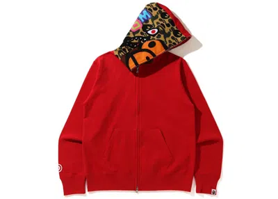 Pre-owned Bape Men's  Milo Shark Full Zip Hoodie In Red