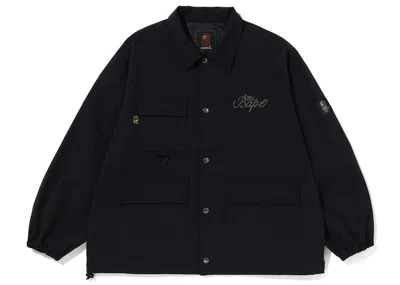 Pre-owned Bape Men's  Mr Bathing Ape Relaxed Fit Coach Jacket In Black