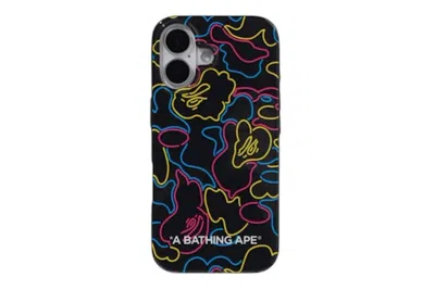 Pre-owned Bape Men's  Neon Camo Iphone 16 Case In Black