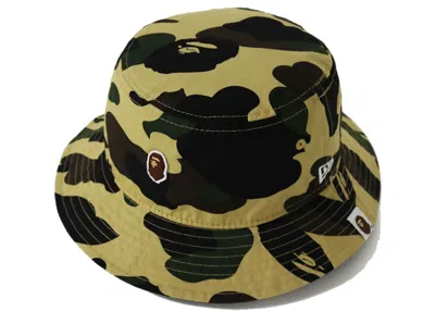 Pre-owned Bape Men's  New Era 1st Camo Bucket Hat In Yellow