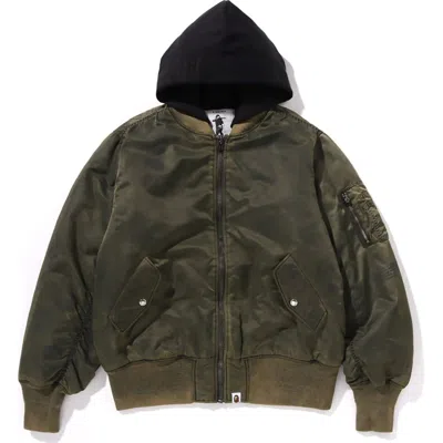 Pre-owned Bape Men's  Nylon Ma1 Jacket In Olive Drab