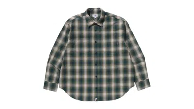 Pre-owned Bape Men's  Ombre Check College Relaxed Fit Shirt In Green