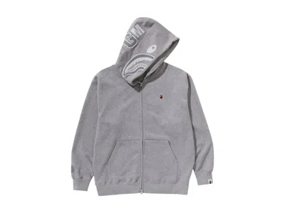 Pre-owned Bape Men's  One Point Ape Head Shark Relaxed Fit Full Zip Hoodie In Gray