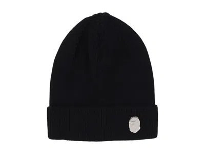 Pre-owned Bape Men's  One Point Knit Cap (fw24) In Black