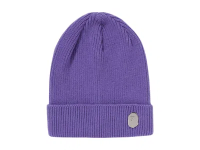Pre-owned Bape Men's  One Point Knit Cap (fw24) In Purple