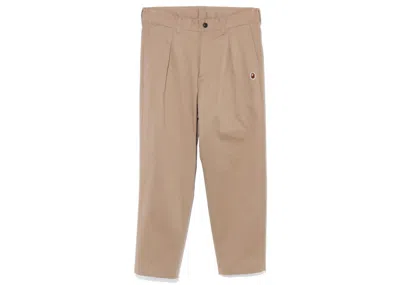 Pre-owned Bape Men's  One Point Relaxed Fit Chino Pants In Beige In Sand