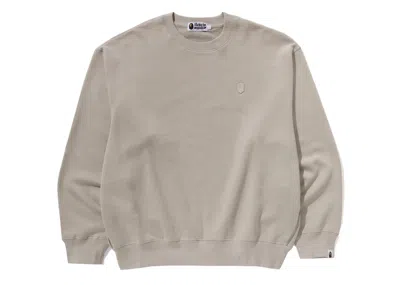 Pre-owned Bape Men's  One Point Relaxed Fit Crewneck Sweatshirt In Beige