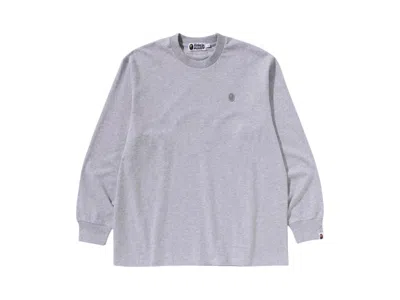 Pre-owned Bape Men's  One Point Relaxed Fit Long Sleeve Tee Shirt In Grey In Gray