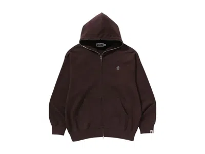 Pre-owned Bape Men's  One Point Relaxed Fit Zip Hoodie In Brown