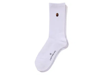 Pre-owned Bape Men's  One Point Socks In White