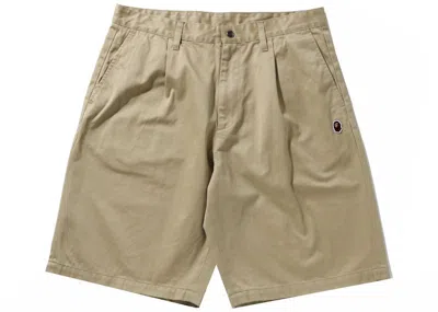 Pre-owned Bape Men's  One Point Wide Fit Chino Shorts In Beige