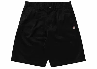 Pre-owned Bape Men's  One Point Wide Fit Chino Shorts In Black