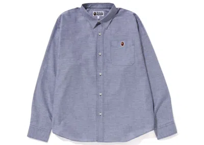 Pre-owned Bape Men's  Oxford Relaxed Fit Shirt (ss23) In Navy Blue