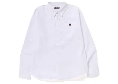Pre-owned Bape Men's  Oxford Relaxed Fit Shirt (ss23) In White