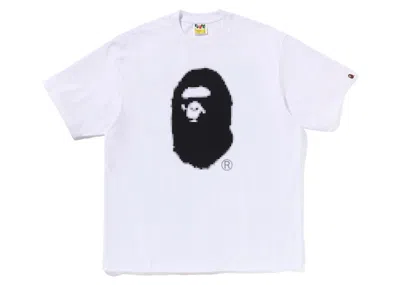Pre-owned Bape Men's  Pixel Ape Head Relaxed Fit Tee Shirt In White